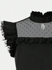 SHEIN Explorewe Teen Girl Fashionable Sleeveless Black Blouse Top, Summer