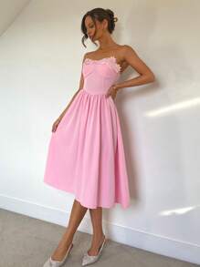 Chiquease Sleeveless Floral Lace Patchwork A-Line Midi Dress