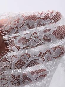 DAZY 女士圆领蕾丝拼接长袖纽扣前开襟简约休闲上衣，日常穿着，秋季女装 - 白色 - 查看 11