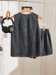 Solflare 2 件大码无袖背心和短裤套装 - 黑色 - 查看 6