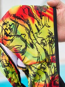 Slaydiva Bohemian Style Colorblock Personalized Multi-Strap One-Piece Swimsuit, For Beach Vacation - Multicolor - View 8