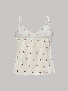 ROMWE Kawaii Plus Size Casual Country Style Loose Strap Shorts & Home Wear Set, Suitable For Summer - Beige - View 8