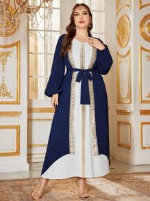 Al Najma Robe décontractée de tous les jours en style simple, manches longues, grande taille
