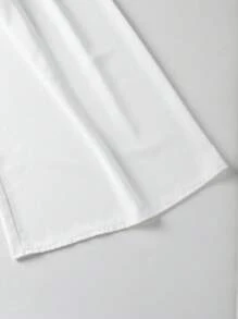 SHEIN LUNE 大码女式纽扣装饰阔腿裤，优雅 - 白色 - 查看 3