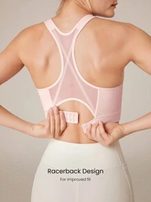 GLOWMODE 高支撑前拉链扣式工字背心运动文胸健身房健身运动背心速干吸湿排汗 - 粉色 - 查看 3