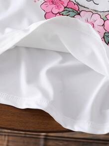 Tween Girl Casual Easter Bunny Flower & Easter Egg Letter Print T-Shirt Set - Multicolor - View 7