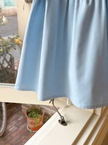 SHEIN LMoss Kids LMoss Bebeluş Fetiţă Bebeluş Fetiţă Rochie de vară cu mâneci prinţesă cu mâneci scurte cu guler răsturnat, potrivită pentru adunări în aer liber, vacanţe şi alte ocazii