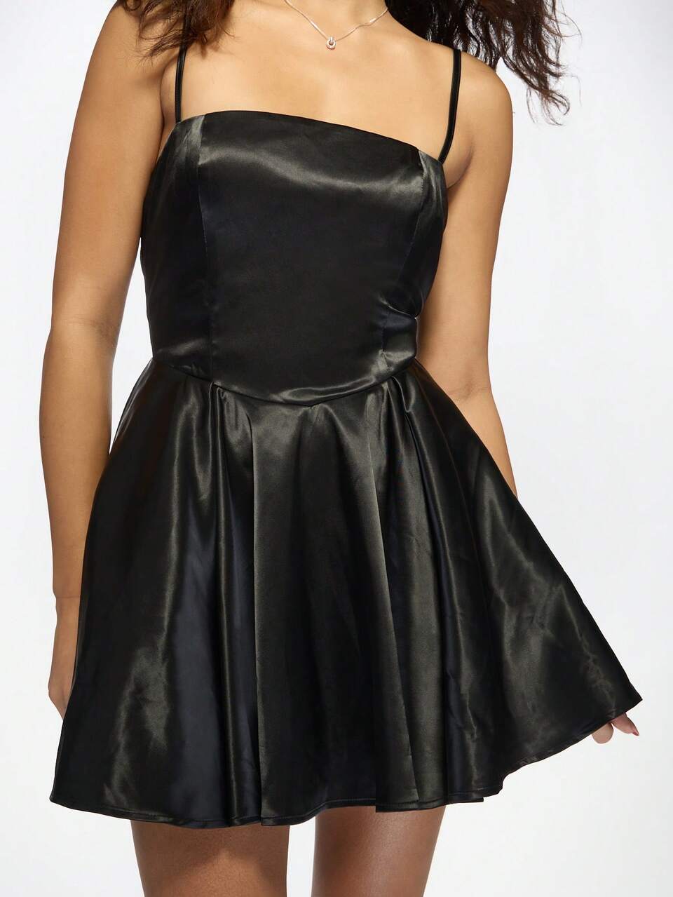 MISSGUIDED Satin Mini Party Dress Fit And Flare Strapless Homecoming A-Line Ruffle Hem Sweet 16 Graduation Semi Formal Evening Special Occasion