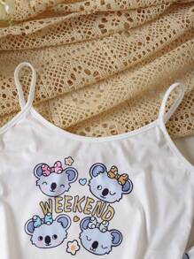 2 件套女孩卡通考拉和心形图案睡衣套装 - 彩色 - 查看 5