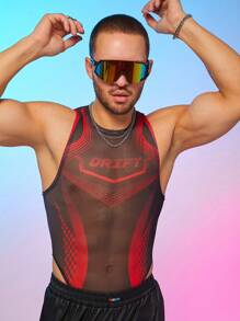 FeverCity Men's Digital Printed Mesh Jumpsuit - Multicolor - View 1