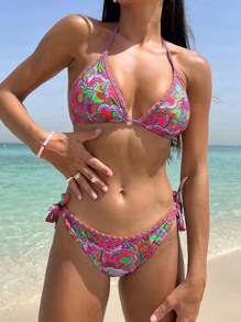 Swim Vcay Bộ bikini cổ yếm in hoa cho nữ đi nghỉ mát mùa hè ở bãi biển - Nhiều màu - Xem 1