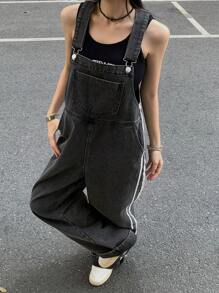 DAZY Women Casual Distressed Wash Denim Bib Overall Pants And Jumpsuit, Back To School Clothes Fall,Winter - Grey - View 3