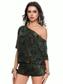 ROMWE Grunge Punk Boho Vintage Holiday Leopard Print Ombre Backless Halter Split Hem Mini Bodycon Dress For Women - Multicolor - View 5