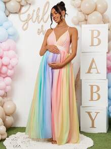 Loomaby Vestido casual con tirantes para mujeres embarazadas, sencillo y de moda para uso diario