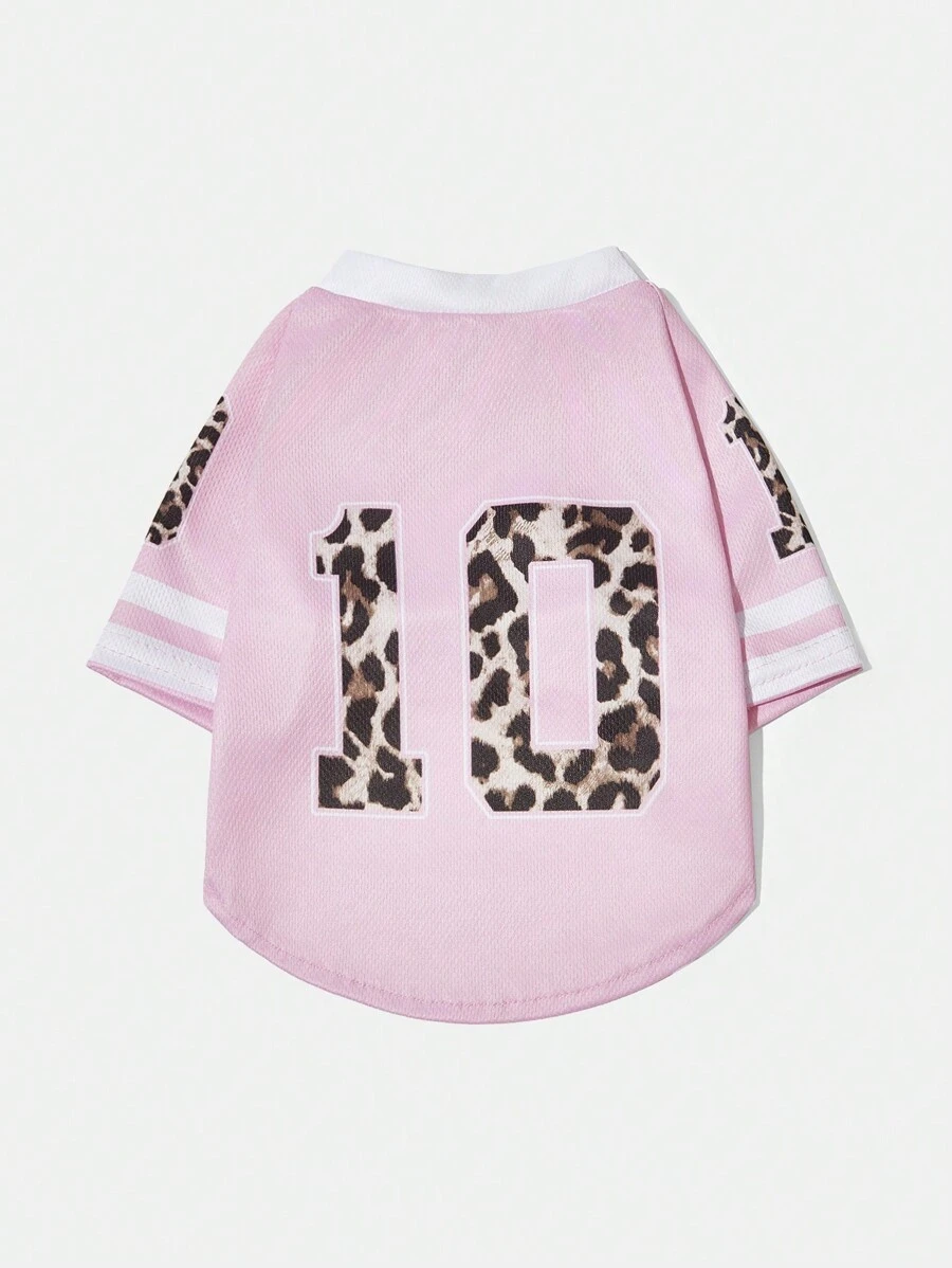 PETSIN 1pc Pet Cat/Dog Fashionable No.10 Leopard Print T-Shirt, Breathable & Comfortable Pet Clothing - Multicolor - View 1