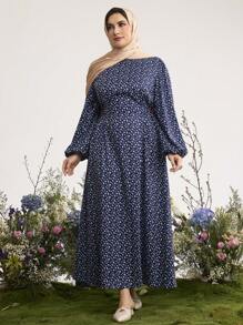 Graceveil 大码优雅碎花灯笼袖连衣裙 - 彩色 - 查看 4