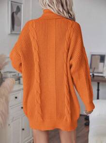 SHEIN LUNE Women's Casual Solid Color Long Sleeve Sweater Dress, Simple And Fashionable For Daily Wear