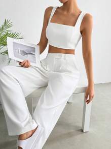 Muchica 女士 2 件纯色吊带背心和长裤套装，简约休闲，适合日常穿着