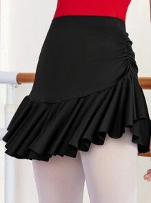 Dansine 女士紧身健身连体衣，成人体操连体衣，荷叶边A字纯色高弹高腰女式短款上衣，芭蕾舞裙女式短裙黑色短裙女式短裙女式短裙，女士时尚休闲修身舞蹈服，芭蕾舞服，泳衣，高弹面料，宽容度强，高交叉设计使腿看起来更细更长，时尚领口/背部设计，适合度假