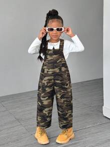 SHEIN Young/Toddler Girls' Casual Autumn Jumpsuit, Suitable For Everyday Wear