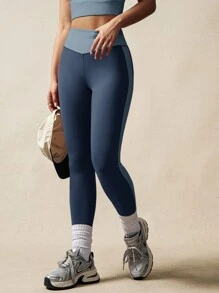 VARSITIE Color Block Stitching For Slim Fit Women Sports Leggings - Blue - View 6