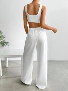 Muchica 女士 2 件纯色吊带背心和长裤套装，简约休闲，适合日常穿着