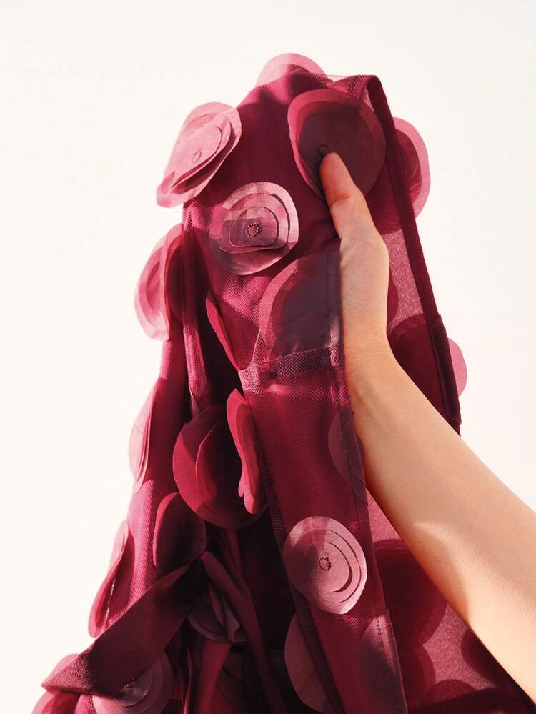 Women's French Court Style Encore Red Formal Party Dress With Bow And 3D Circular Pleated Design, Suitable For Chinese New Year, Valentine's Day, Vacation