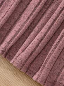 SHEIN Cô Gái Trẻ Retro Đứng cổ áo Ống tay áo Sọc Tay áo dài Đầm - Hồng - Xem 7