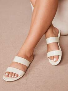 CUCCOO CURVES Dép sandal đi biển Bohemian bản rộng đế bằng cho nữ, Dép quai kép đeo hàng ngày - Màu be - Xem 2