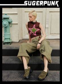 Sugerpunk Women's Fashion Black Backstrap Wooden Clog Platform Slingback Shoes Spring Shoes Spring Break Easter Prom Heels - Green - View 4