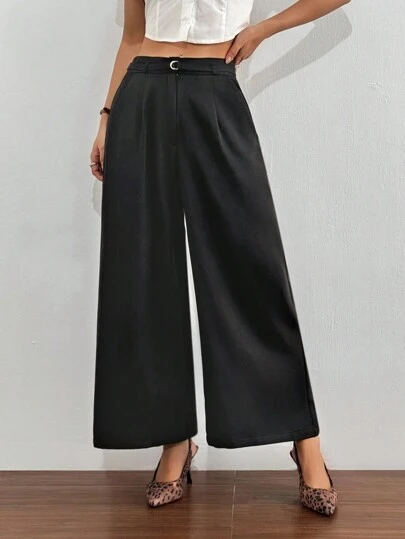 SHEIN EZwear 黑色编织裤裙（配腰带）