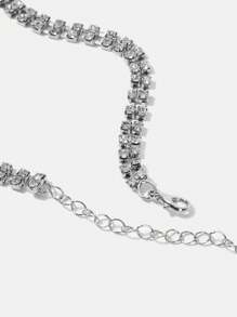 SHEIN SXY Dây thắt lưng thiết kế hình trái tim pha lê lấp lánh, thích hợp để mặc khi đi nghỉ - Bạc - Xem 7