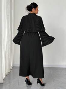 SHEIN Unity Plus Size Solid Color Long Sleeve Casual Dress, Minimalist & Fashionable Everyday Wear