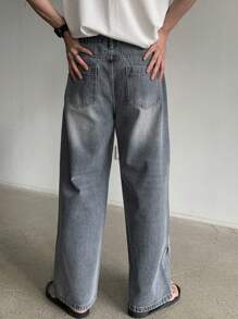 DAZY Autumn Casual Straight Washed Men's Denim Jeans - Blue - View 8