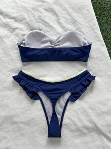 SHEIN VCAY Damen einfarbiger Bandeau Bikini Set, schlicht & modern für Lässig, Alltag, Sommerstrand Urlaub
