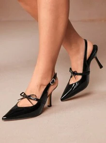 CUCCOO CURVES Fashionable Elegant Plus Size Wide Toe High Heel Pumps Spring Shoes Spring Break Easter - Black - View 1