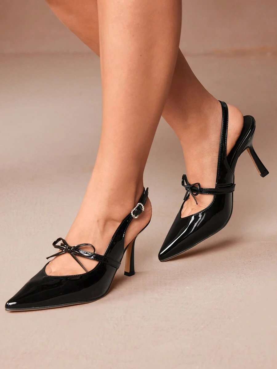 CUCCOO CURVES Fashionable Elegant Plus Size Wide Toe High Heel Pumps Spring Shoes Spring Break Easter - Black - View 1