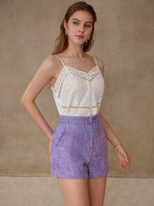 MOTF PREMIUM TWEED SLANT POCKET SHORTS - Purple - View 6