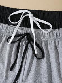 SHEIN 2 Pcs Women Casual Contrast Color Trim Lounge Cozy Pants Set, Fall Winter Clothes - Multicolor - View 5