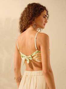 CAJUNI Regata Feminina Boho Estampa Divertida Tropical Colorida com Cadarço, Regata Casual de Praia Verão para Férias - Multicolorido - Visão 2