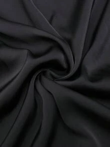 SHEIN Unity 优雅复古法式方领收腰荷叶边超长女式连衣裙 - 黑色 - 查看 7