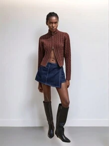 Maija 女士深蓝色牛仔裙裤，休闲百搭 - 中等水洗藍 - 查看 7