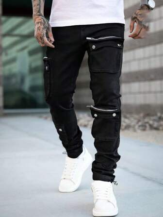 Manfinity LEGND 男式拉链设计休闲修身牛仔裤