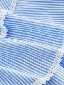 SHEIN MOD 加大码格子 A 字迷你裙、节日派对女士裙子、新年、节日女士、裙子、新年、情人节 - 藍白色 - 查看 4