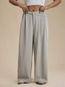 Forever 21 Pantalon décontracté unicolore grande taille, mode minimaliste pour un port quotidien - Nude - Voir 5