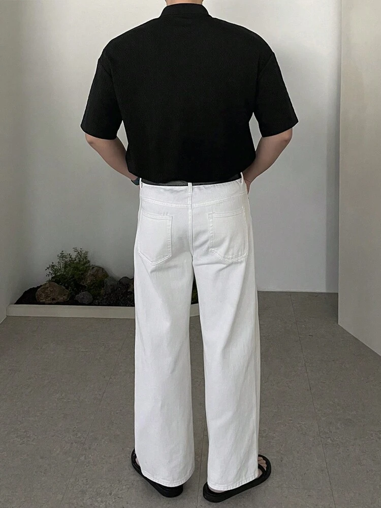 Men's Black Textured Fabric Letter Print Polo Shirt, Summer