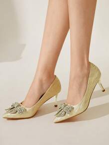 CUCCOO CHICEST Giày cao gót cưới kiểu Pháp dành cho phụ nữ, giày thiết kế mới cho váy cưới và phù dâu, đính pha lê - Bạc - Xem 4