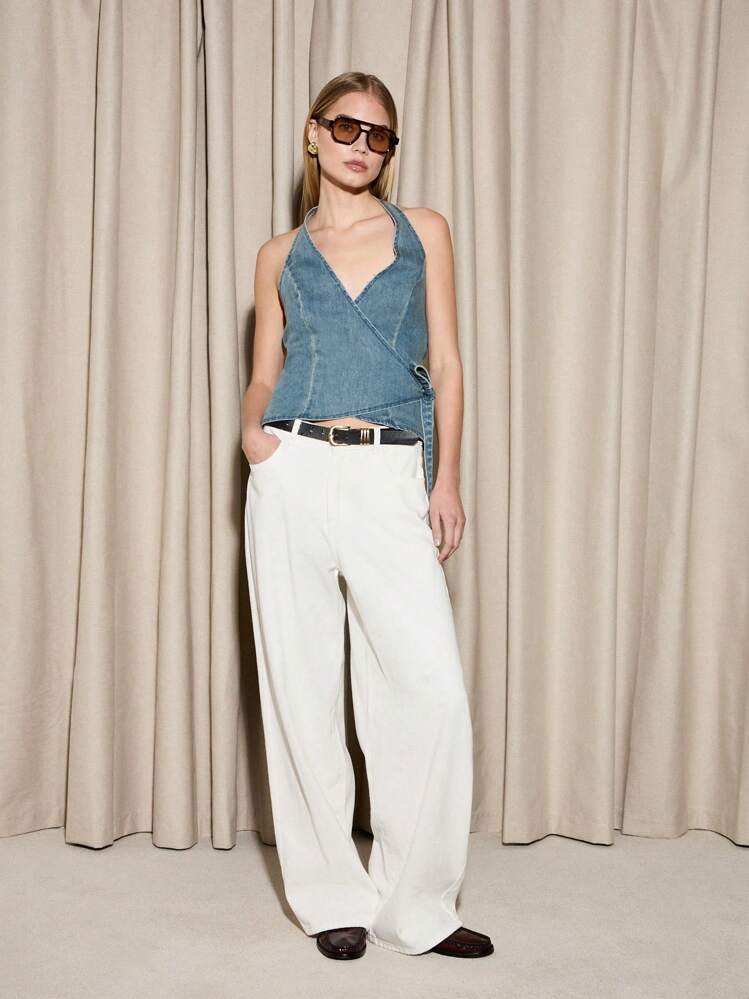 AiiRZ 西部风露背牛仔上衣 - 藍色 - 查看 3