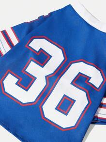 PETSIN 1 件宠物猫/狗通用蓝色数字印花时尚休闲针织狗 T 恤 - 彩色 - 查看 7