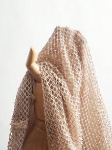Anewsta 女士立领长袖镂空简约长裙超长女装 - 卡其色 - 查看 8